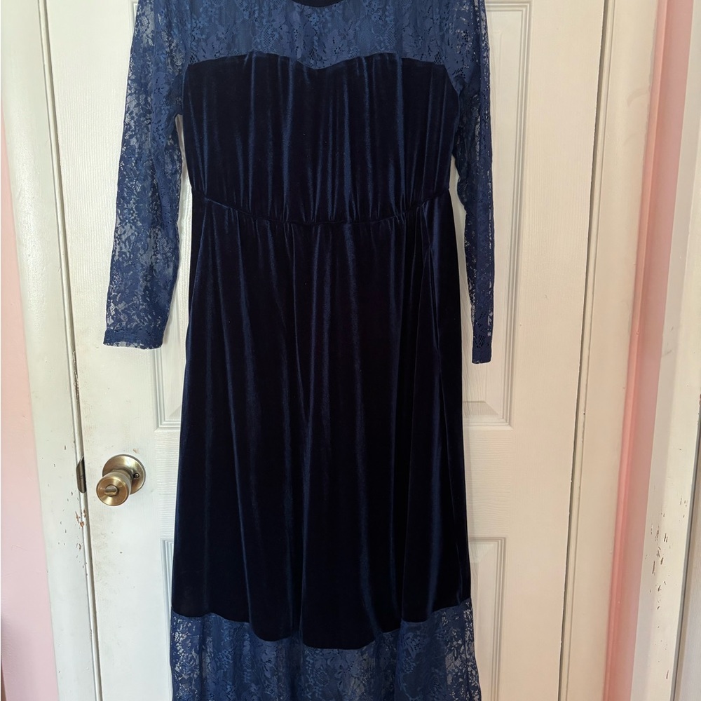 BloomChic Navy Lace Overlay Dress